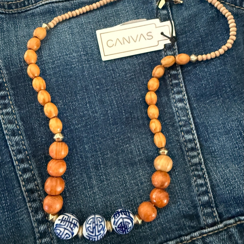 NWT boutique necklace, Canvas Style-Chinoiserie